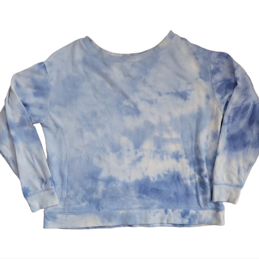 Splendid Sky Blue Tie Dye Cropped Thermal Top Size M